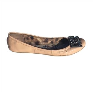 Sam Edelman Jeweled Tan Caper Ballet Flats 7.5